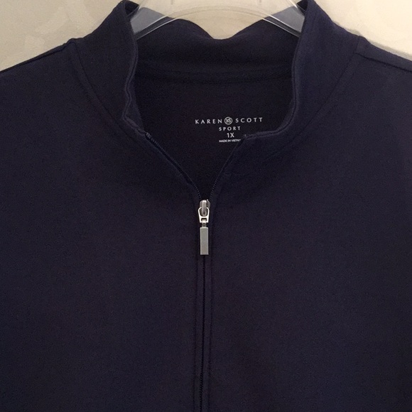 KAREN SCOTT PLUS SIZE NAVY RIBBON TRIM JACKET - Picture 5 of 13